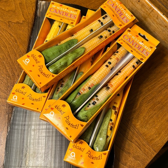 Vintage NOS Amscan Corn Hand Sculpted Painted Tapered Candles Fall Thanksgiving - Picture 2 of 11
